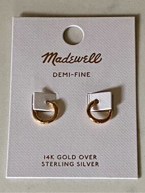NEW Madewell Demi-Fine 14K Gold Over Sterling Silver Huggie Hoop Earrings NQ034